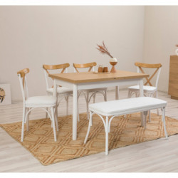 Set mesa comedor extensible y sillas (6 piezas) Oliver blanco Practica Hogar