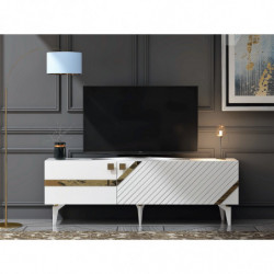 Mueble TV iris Blanco Oro Practica Hogar
