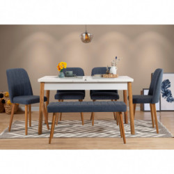Set mesa comedor extensible y sillas (6 piezas) Santiago 1048 2 AB pino atlántico azul marino Practica Hogar