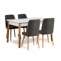 Set mesa comedor extensible y sillas (6 piezas) Santiago 1053-2 AB pino atlántico blanco antracita Practica Hogar