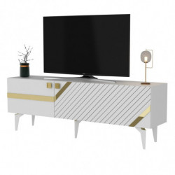 Mueble TV iris Blanco Oro Practica Hogar