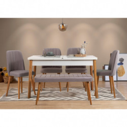 Set mesa comedor extensible y sillas (6 piezas) Santiago Atlantic pino atlántico blanco gris Practica Hogar