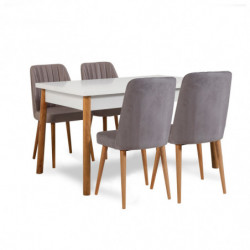 Set mesa comedor extensible y sillas (6 piezas) Santiago Atlantic pino atlántico blanco gris Practica Hogar