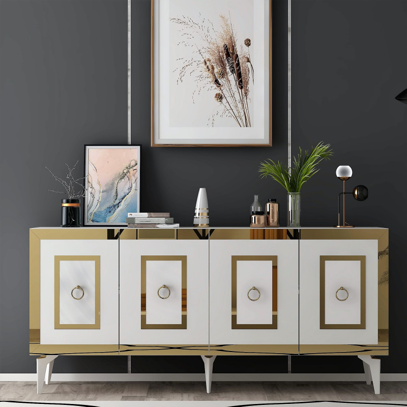 Aparador Karya Blanco Oro Practica Hogar Aparador Karya Blanco Oro Practica Hogar