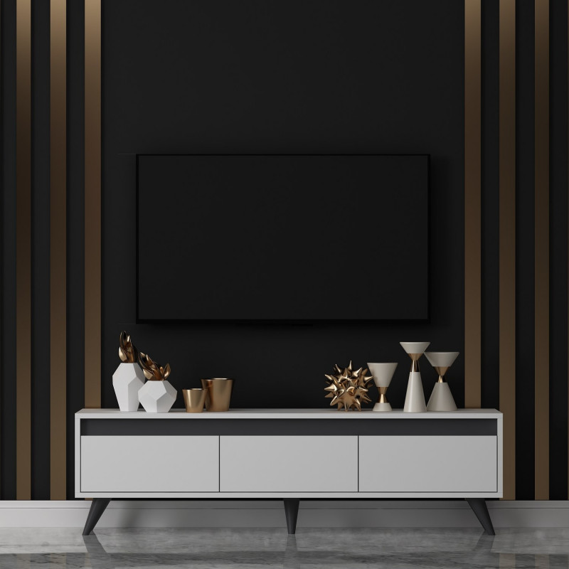 Mueble TV Century Blanco Practica Hogar Mueble TV Century Blanco Practica Hogar