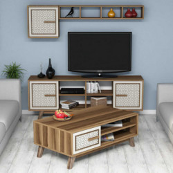 Conjunto de muebles de salón Ayla crema nogal Practica Hogar