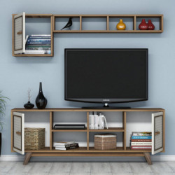 Conjunto de muebles de salón Ayla crema nogal Practica Hogar