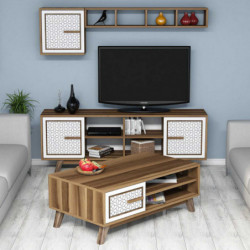 Conjunto de muebles de salón Ayla blanco nogal Practica Hogar