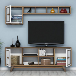 Conjunto de muebles de salón Ayla blanco nogal Practica Hogar