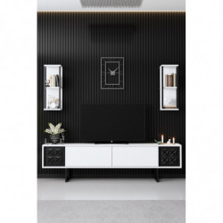 Conjunto de muebles de salón Line blanco negro Practica Hogar