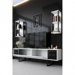 Conjunto de muebles de salón Line blanco negro Practica Hogar