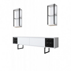 Conjunto de muebles de salón Line blanco negro Practica Hogar