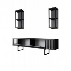 Conjunto de muebles de salón Chrome Line Set antracita negro Practica Hogar