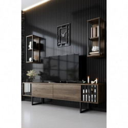 Conjunto de muebles de salón Chrome Line negro nogal Practica Hogar