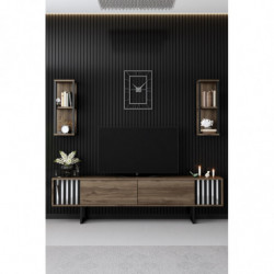 Conjunto de muebles de salón Chrome Line negro nogal Practica Hogar
