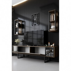 Conjunto de muebles de salón Chrome Line negro nogal Practica Hogar