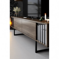 Conjunto de muebles de salón Chrome Line negro nogal Practica Hogar