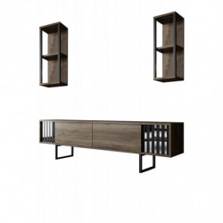 Conjunto de muebles de salón Chrome Line negro nogal Practica Hogar