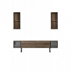 Conjunto de muebles de salón Chrome Line negro nogal Practica Hogar