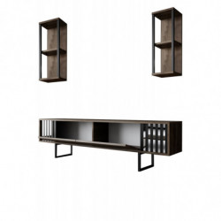 Conjunto de muebles de salón Chrome Line negro nogal Practica Hogar