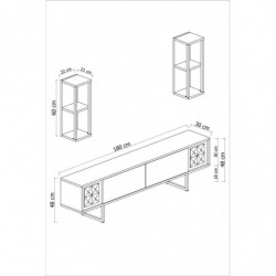Conjunto de muebles de salón Chrome Line negro nogal Practica Hogar