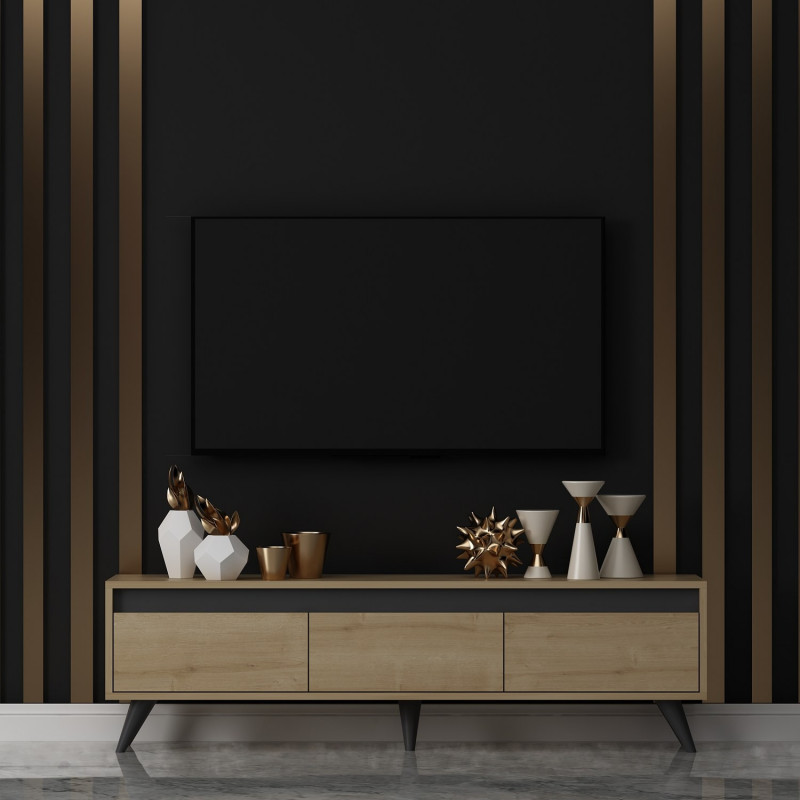 Mueble TV Century Roble Zafiro Practica Hogar Mueble TV Century Roble Zafiro Practica Hogar