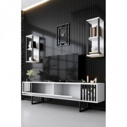 Conjunto de muebles de salón Chrome Line blanco negro Practica Hogar