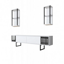 Conjunto de muebles de salón Chrome Line blanco negro Practica Hogar