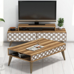Conjunto de muebles de salón City blanco nogal Practica Hogar