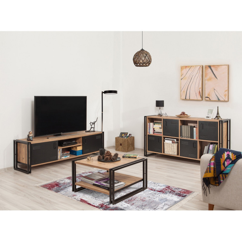 Conjunto de muebles de salón Cosmo -TKM.11 pino atlántico negro Practica Hogar Conjunto de muebles de salón Cosmo -TKM.11 pino atlántico negro Practica Hogar