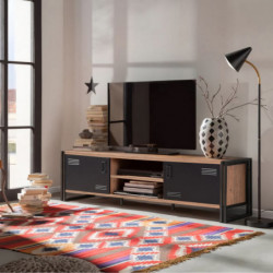 Conjunto de muebles de salón Cosmo -TKM.11 pino atlántico negro Practica Hogar
