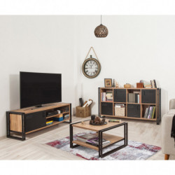 Conjunto de muebles de salón Cosmo -TKM.12 pino atlántico negro Practica Hogar