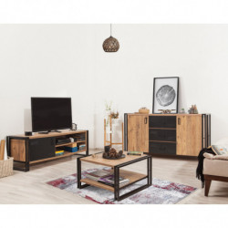 Conjunto de muebles de salón Cosmo -TKM.13 pino atlántico negro Practica Hogar