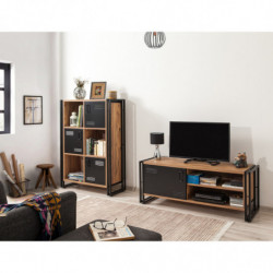 Conjunto de muebles de salón Cosmo -TKM.3 pino atlántico negro Practica Hogar