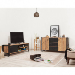 Conjunto de muebles de salón Cosmo -TKM.4 pino atlántico negro Practica Hogar