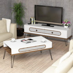 Conjunto de muebles de salón Ekol blanco Practica Hogar