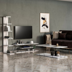 Conjunto de muebles de salón Epsilon blanco negro Practica Hogar