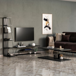 Conjunto de muebles de salón Epsilon antracita negro Practica Hogar