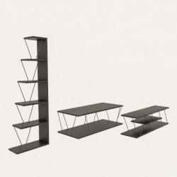 Conjunto de muebles de salón Epsilon antracita negro Practica Hogar