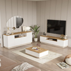 Conjunto de muebles de salón FR18-AW pino atlántico blanco Practica Hogar