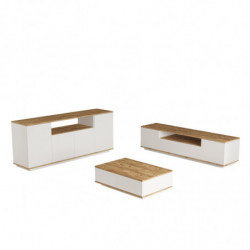 Conjunto de muebles de salón FR18-AW pino atlántico blanco Practica Hogar