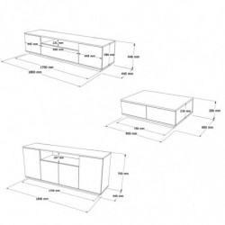 Conjunto de muebles de salón FR18-AW pino atlántico blanco Practica Hogar