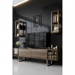 Conjunto de muebles de salón Line negro nogal Practica Hogar