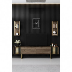 Conjunto de muebles de salón Line negro nogal Practica Hogar