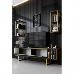Conjunto de muebles de salón Line negro nogal Practica Hogar