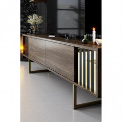 Conjunto de muebles de salón Line negro nogal Practica Hogar