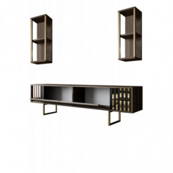 Conjunto de muebles de salón Line negro nogal Practica Hogar