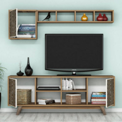 Conjunto de muebles de salón İnci crema nogal Practica Hogar