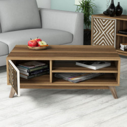 Conjunto de muebles de salón İnci crema nogal Practica Hogar