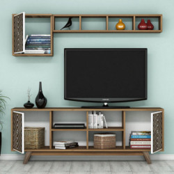 Conjunto de muebles de salón İnci blanco nogal Practica Hogar